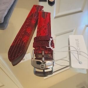 MICHELE 18mm Red Alligator Leather Straps